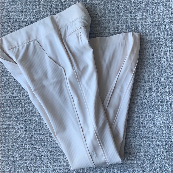 BCBG White Cream Wool Blend Tuxedo Dress Pants - Picture 5 of 8